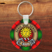 Clan Kerr Crest over Tartan Sleutelhanger (Voorkant)