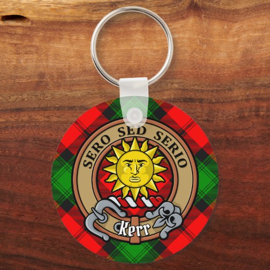 Clan Kerr Crest over Tartan Sleutelhanger (Voorkant)