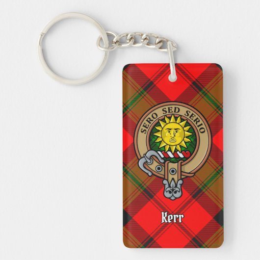 Clan Kerr Crest over Tartan Sleutelhanger (Voorkant)