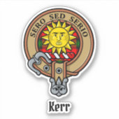 Clan Kerr Crest over Tartan Sticker (Voorkant)