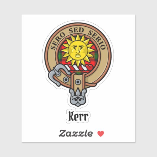 Clan Kerr Crest over Tartan Sticker (Vel)