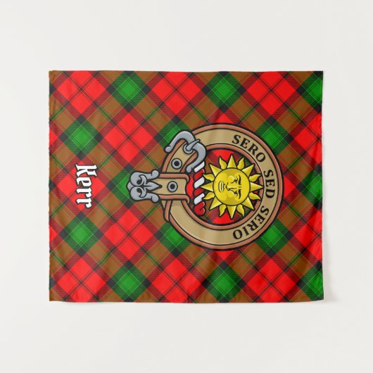 Clan Kerr Crest over Tartan Wandkleed (Voorkant (horizontaal))