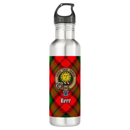 Clan Kerr Crest over Tartan Waterfles (Voorkant)