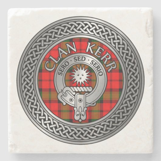 Clan Kerr Crest & Tartan Knot Stenen Onderzetter (Voorkant)