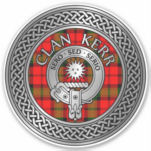 Clan Kerr Crest & Tartan Knot Sticker (Voorkant)