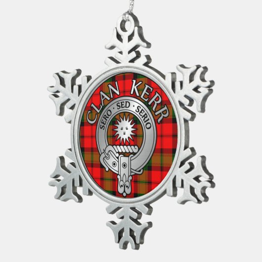 Clan Kerr Crest & Tartan Tin Sneeuwvlok Ornament (Rechts)