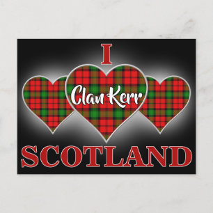 Clan Kerr I Love Scotland Tartan Hart Briefkaart