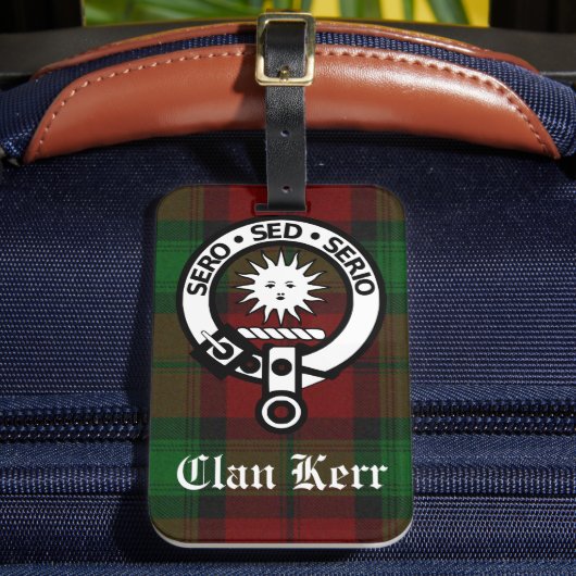 Clan Kerr Tartan en Crest Badge Bagagelabel (Voorkant Insitu 2)