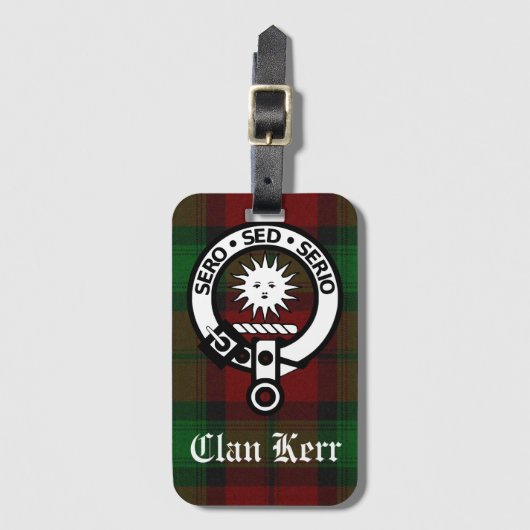 Clan Kerr Tartan en Crest Badge Bagagelabel (Voorkant (verticaal))