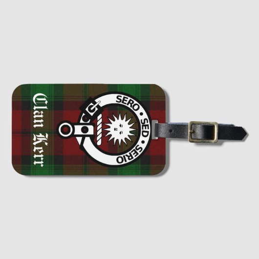 Clan Kerr Tartan en Crest Badge Bagagelabel (Voorkant (horizontaal))