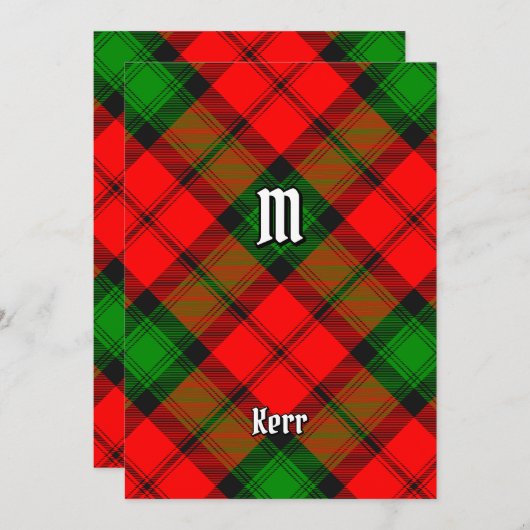 Clan Kerr Tartan Kaart (Voorkant / Achterkant)