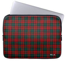 Clan Kerr Tartan Red en Green Pset Monogrammed Laptop Sleeve