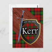 Clan Kerr Tartan Sword & Shield Briefkaart (Voorkant / Achterkant)