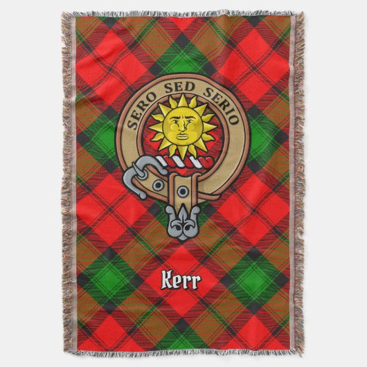 Clan Kerr Wapen over Tartan Deken (Voorkant Verticaal)