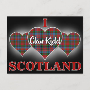 Clan Kidd I Love Scotland Tartan Heart Briefkaart