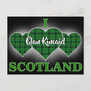 Clan Kincaid I Love Scotland Tartan Heart Briefkaart
