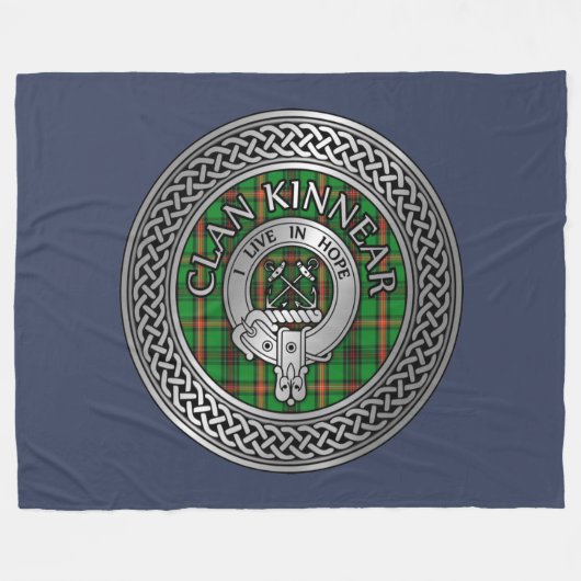 Clan Kinnear Crest & Tartan Knot Fleece Deken (Voorkant (Horizontaal))