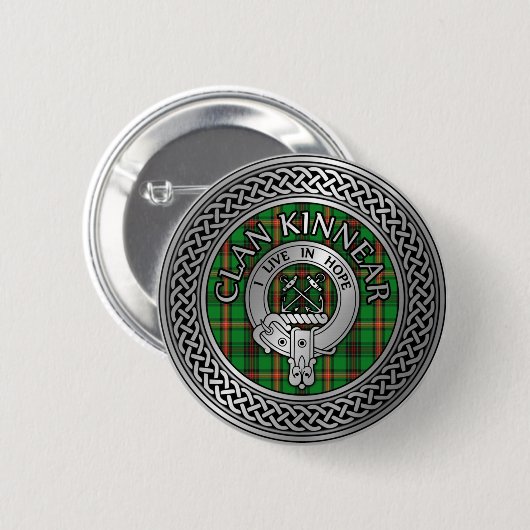 Clan Kinnear Crest & Tartan Knot Ronde Button 5,7 Cm (Voorkant /achterkant)