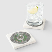 Clan Kinnear Crest & Tartan Knot Stenen Onderzetter (Zijkant)