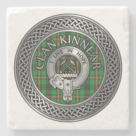 Clan Kinnear Crest & Tartan Knot Stenen Onderzetter (Voorkant)