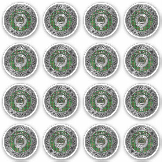 Clan Kinnear Crest & Tartan Knot Sticker (Voorkant)