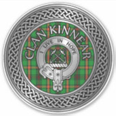 Clan Kinnear Crest & Tartan Knot Sticker (Voorkant)