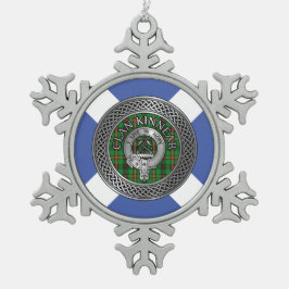 Clan Kinnear Crest & Tartan Knot Tin Sneeuwvlok Ornament