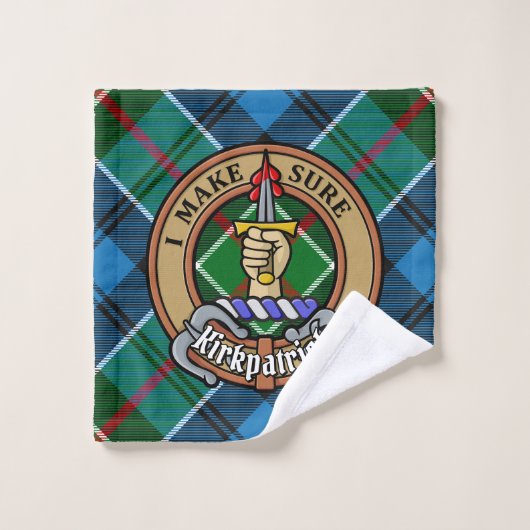 Clan Kirkpatrick Crest over Tartan Bad Handdoek (Wasdoekje)