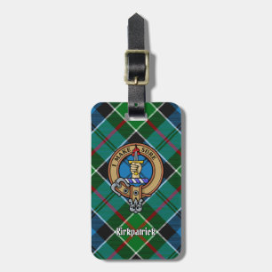 Clan Kirkpatrick Crest over Tartan Bagagelabel