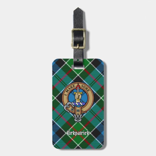 Clan Kirkpatrick Crest over Tartan Bagagelabel (Voorkant verticaal)