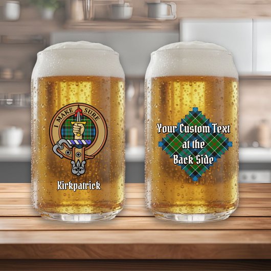 Clan Kirkpatrick Crest over Tartan Blikvorm Glas