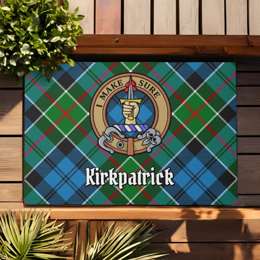 Clan Kirkpatrick Crest over Tartan Deurmat