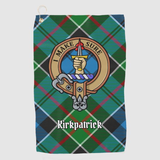 Clan Kirkpatrick Crest over Tartan Golfhanddoek (Voorkant)