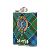 Clan Kirkpatrick Crest over Tartan Heupfles (Links)