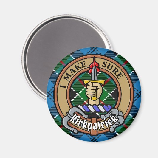 Clan Kirkpatrick Crest over Tartan Magneet (Voorkant / Achterkant)