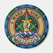 Clan Kirkpatrick Crest over Tartan Magneet (Voorkant)
