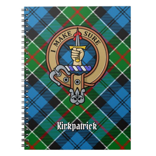 Clan Kirkpatrick Crest over Tartan Notitieboek (Voorkant)