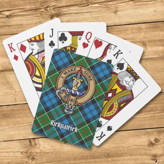 Clan Kirkpatrick Crest over Tartan Pokerkaarten