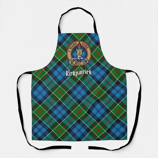 Clan Kirkpatrick Crest over Tartan Schort (Voorkant)