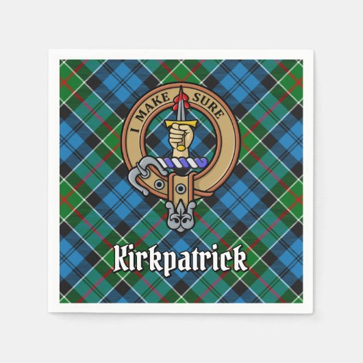 Clan Kirkpatrick Crest over Tartan Servet (Voorkant)