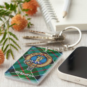 Clan Kirkpatrick Crest over Tartan Sleutelhanger (Voorkant Rechts)