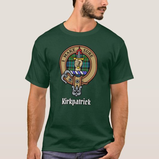 Clan Kirkpatrick Crest over Tartan T-shirt (Voorkant)