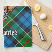 Clan Kirkpatrick Crest over Tartan Theedoek (Quarter Fold)