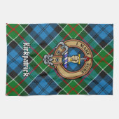 Clan Kirkpatrick Crest over Tartan Theedoek (Horizontaal)