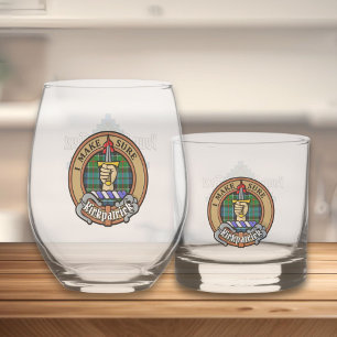 Clan Kirkpatrick Crest over Tartan Whisky Glas