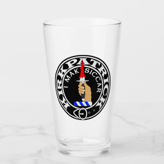 Clan Kirkpatrick "I MAK SICCAR" 16oz Glass Tumbler (Voorkant)