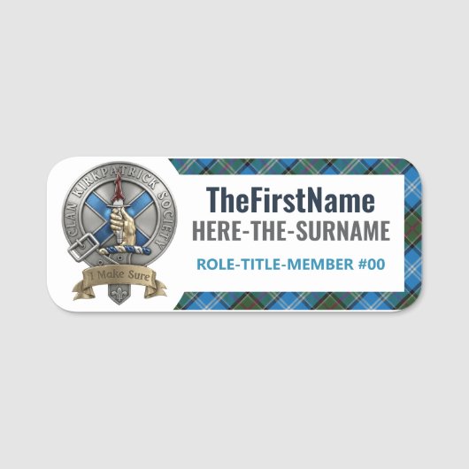 Clan Kirkpatrick Society - CKS Naambadge #2 Naamplaatje (Voorkant)