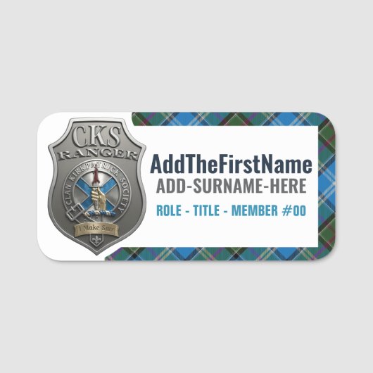 Clan Kirkpatrick Society -- Ranger Naamlabel #1 Naamplaatje (Voorkant)