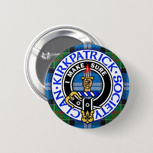 Clan Kirkpatrick Society tartan badge  Ronde Button 5,7 Cm (Voorkant /achterkant)