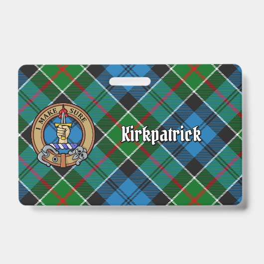Clan Kirkpatrick Wapen over Tartan Badge (Voorzijde)